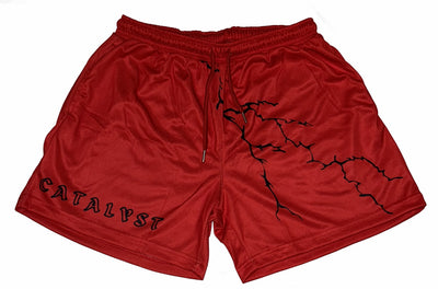Red "Lightning" 5in Inseam Athletic Shorts